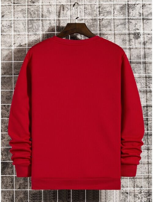 Men Letter Spaceman Print Thermal Lined Sweatshirt