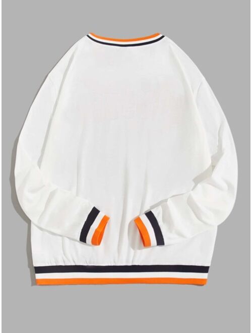 Manfinity Sporsity Men Letter Graphic Striped Trim Sweatshirt