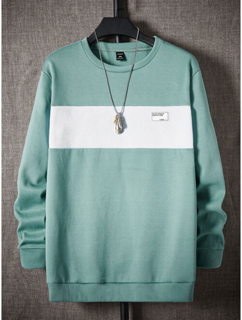 Manfinity Homme Men Color Block Letter Patched Pullover