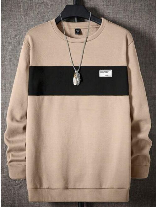 Manfinity Homme Men Color Block Letter Patched Pullover