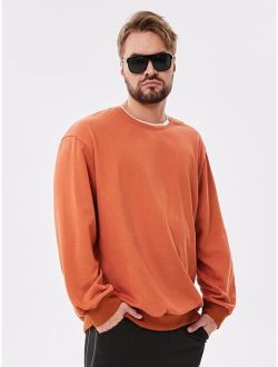 Men Letter Patched Drop Shoulder 2 In 1 Sweatshirt