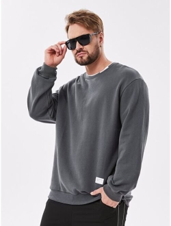 Men Letter Patched Drop Shoulder 2 In 1 Sweatshirt