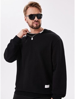 Men Letter Patched Drop Shoulder 2 In 1 Sweatshirt