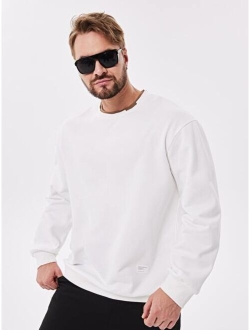 Men Letter Patched Drop Shoulder 2 In 1 Sweatshirt