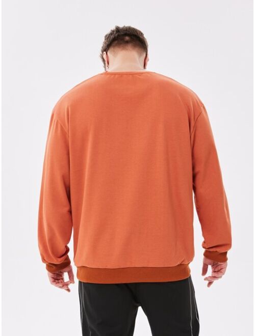 Men Letter Patched Drop Shoulder 2 In 1 Sweatshirt