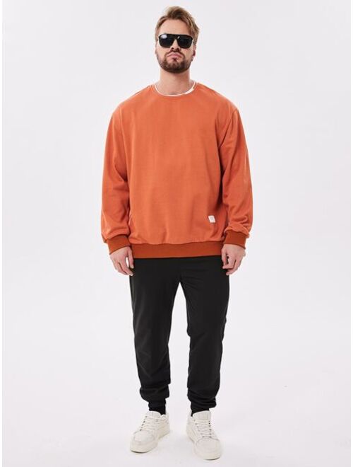 Men Letter Patched Drop Shoulder 2 In 1 Sweatshirt