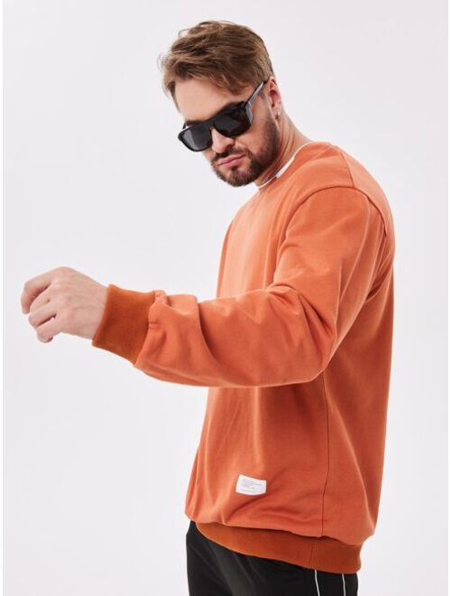 Men Letter Patched Drop Shoulder 2 In 1 Sweatshirt