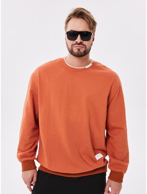 Men Letter Patched Drop Shoulder 2 In 1 Sweatshirt