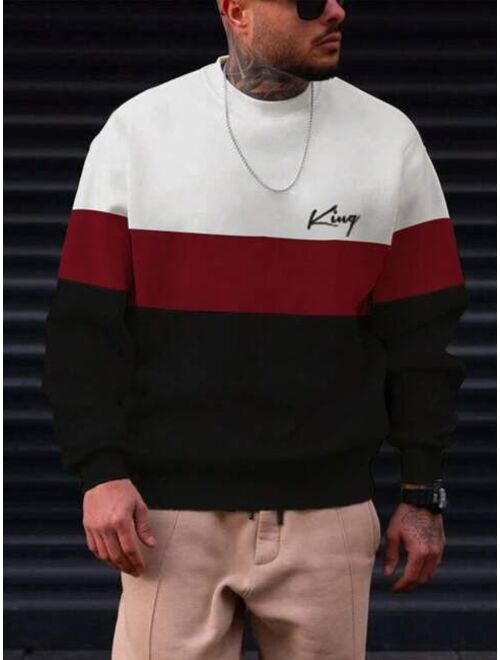 Manfinity Homme Men Letter Graphic Colorblock Sweatshirt