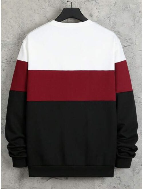 Manfinity Homme Men Letter Graphic Colorblock Sweatshirt