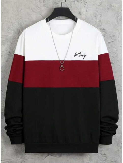 Manfinity Homme Men Letter Graphic Colorblock Sweatshirt