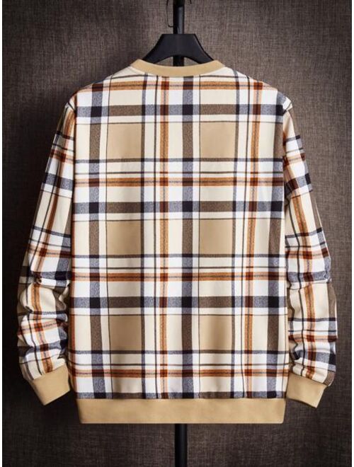 SHEIN Manfinity Homme Men Plaid Print Sweatshirt