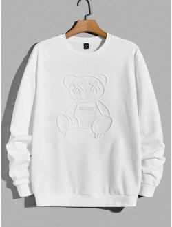 Manfinity Hypemode Men Cotton Bear Letter Graphic Sweatshirt