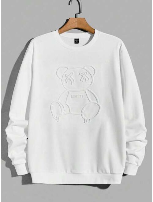 Manfinity Hypemode Men Cotton Bear Letter Graphic Sweatshirt