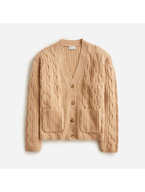 J.Crew Cashmere cable-knit V-neck cardigan sweater