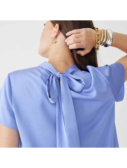 J.Crew Short-sleeve tie-neck top in everyday crepe