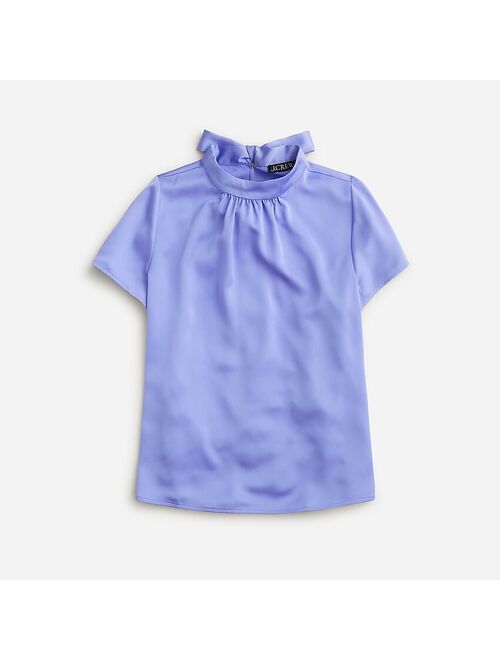 J.Crew Short-sleeve tie-neck top in everyday crepe