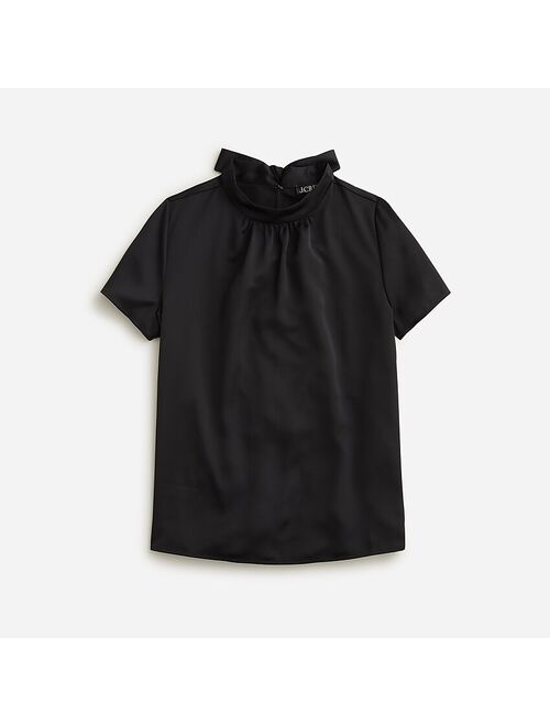 J.Crew Short-sleeve tie-neck top in everyday crepe