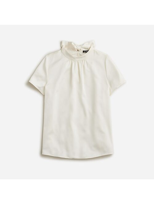 J.Crew Short-sleeve tie-neck top in everyday crepe