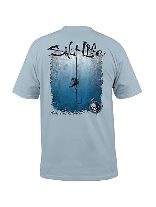 Salt Life Men's Hook Line and Sinker Fade Short Sleeve Classic Fit Shirt