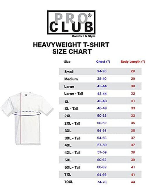 Pro Club Men's 3-Pack Heavyweight Cotton Short Sleeve Crew Neck T-Shirt