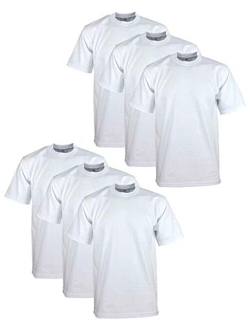 Men's 6-Pack Heavyweight Cotton Short Sleeve Crew Neck T-Shirt