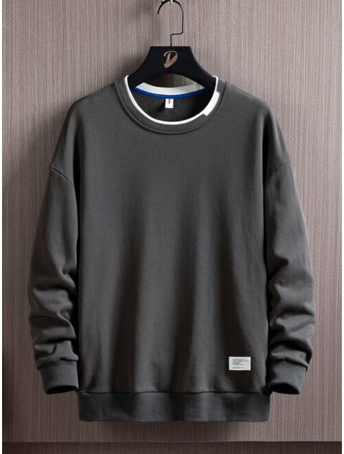 Men Letter Patched Sweatshirt