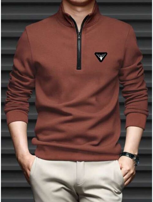 Manfinity Hypemode Men Patched Half Zip Sweatshirt