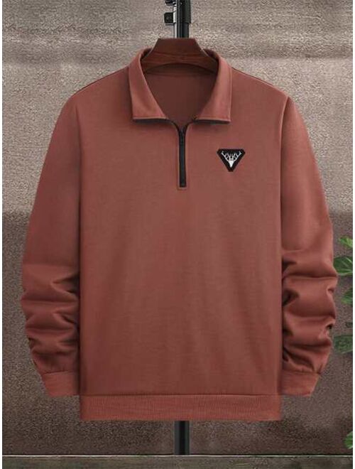 Manfinity Hypemode Men Patched Half Zip Sweatshirt