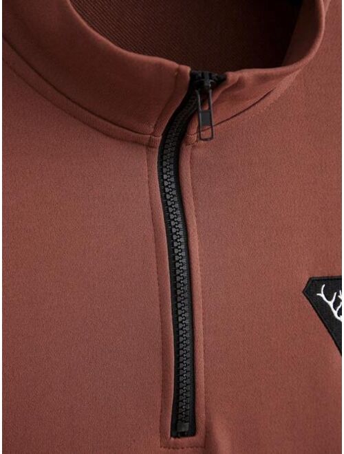 Manfinity Hypemode Men Patched Half Zip Sweatshirt