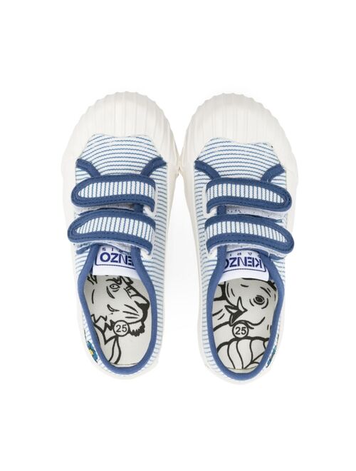 Kenzo Kids Poppy embroidered stripe trainers