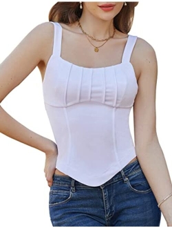 Bustier Corset Top for Women Sexy Slim Cami Tank Top Black White Summer Sleeveless Party