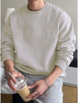 Men Letter Pattern Drop Shoulder Sweatshirt