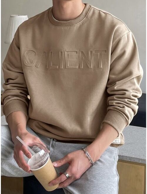 DAZY Men Letter Pattern Drop Shoulder Sweatshirt