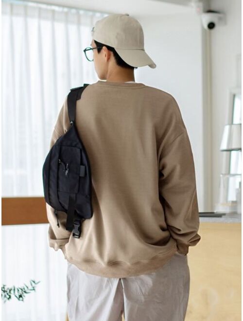 DAZY Men Letter Pattern Drop Shoulder Sweatshirt