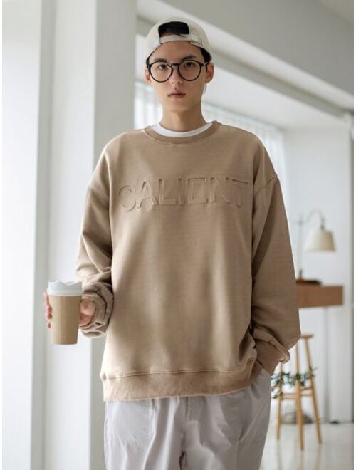 DAZY Men Letter Pattern Drop Shoulder Sweatshirt