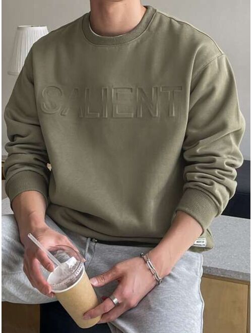 DAZY Men Letter Pattern Drop Shoulder Sweatshirt