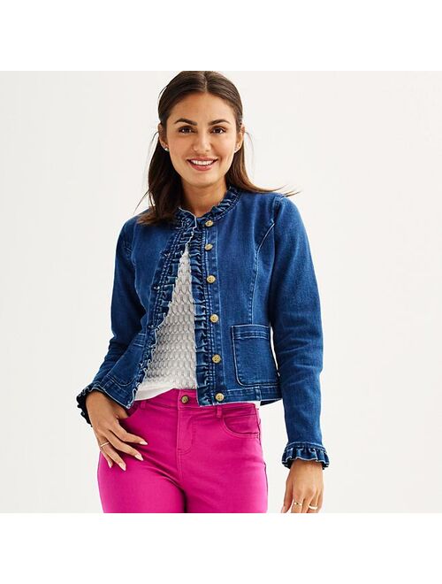 DRAPER JAMES RSVP Women's DRAPER JAMES Ruffle Denim Jacket