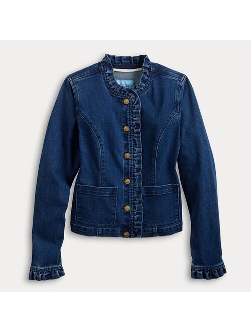 DRAPER JAMES RSVP Women's DRAPER JAMES Ruffle Denim Jacket