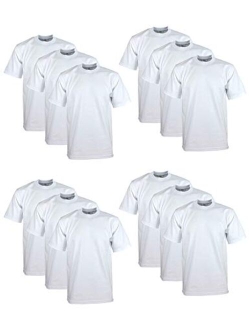 Men's 12-Pack Heavyweight Cotton Short Sleeve Crew Neck T-Shirt