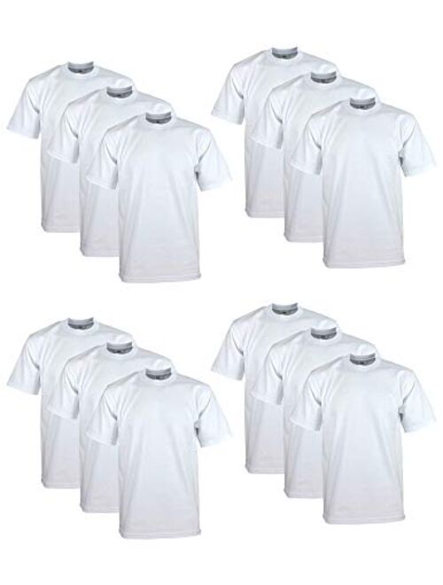 Pro Club Men's 12-Pack Heavyweight Cotton Short Sleeve Crew Neck T-Shirt