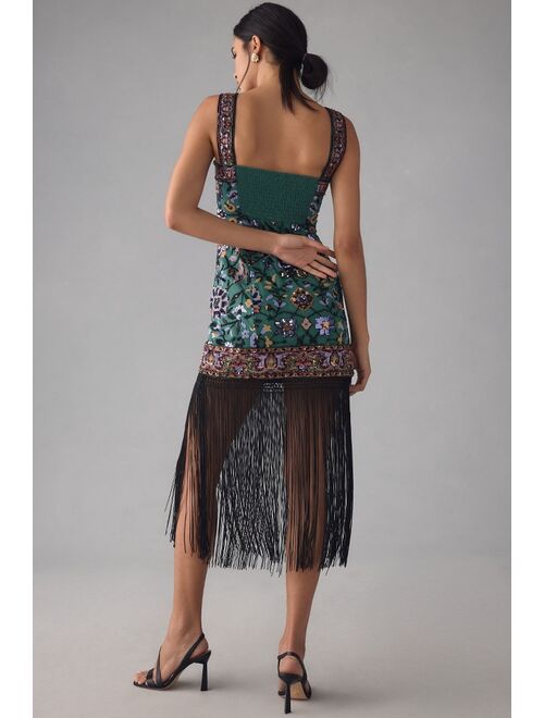 By Anthropologie Slim Fringed Midi Dress