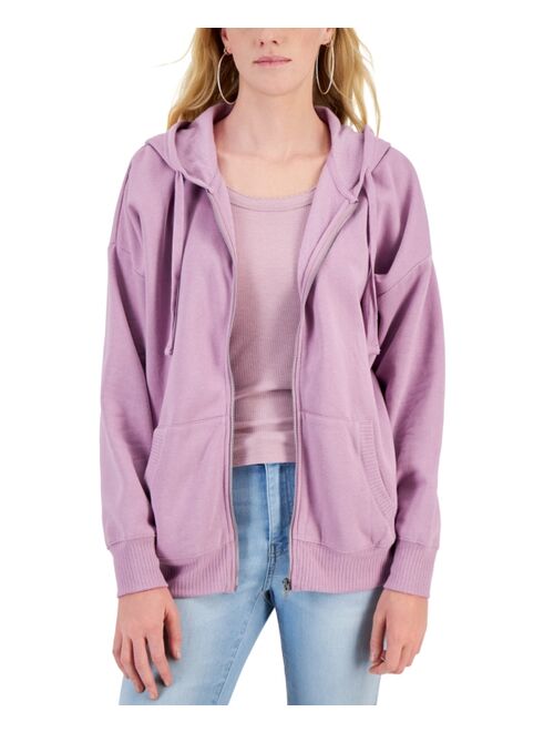 Hippie Rose Juniors' Oversized Long-Sleeve Zip-Up Hoodie