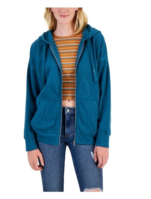 Hippie Rose Juniors' Oversized Long-Sleeve Zip-Up Hoodie