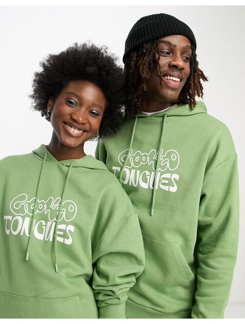 Crooked Tongues unisex oversized hoodie with sunshine graphic print in green