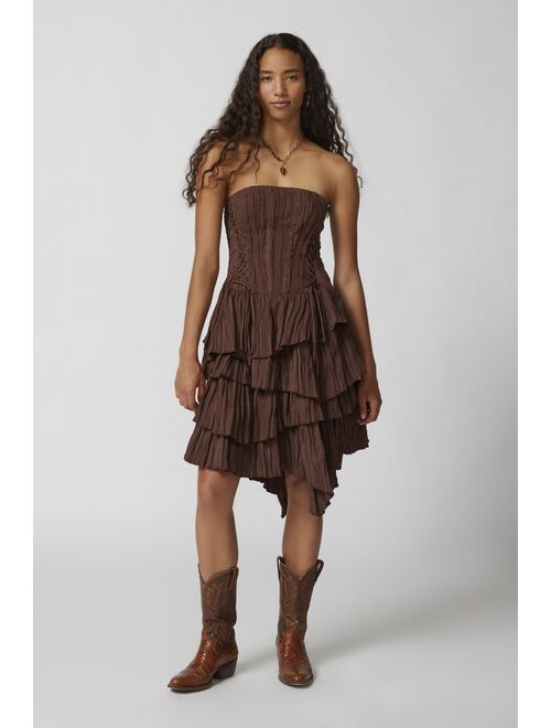 Urban Outfitters UO Renee Lace-Up Tiered Midi Dress