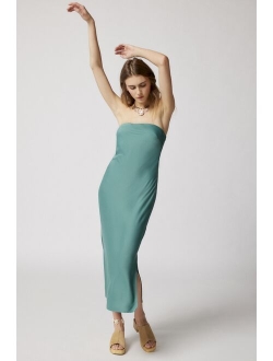 UO Rina Satin Strapless Midi Dress