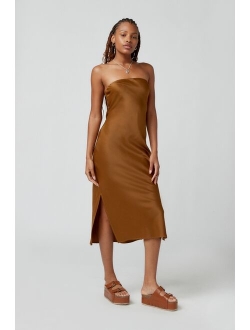 UO Rina Satin Strapless Midi Dress