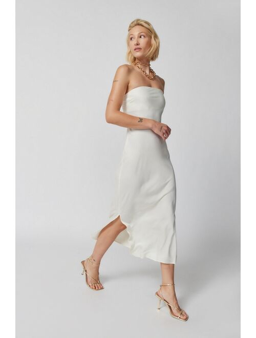 Urban Outfitters UO Rina Satin Strapless Midi Dress