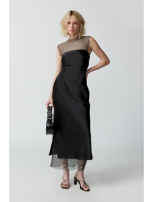 Urban Outfitters UO Rina Satin Strapless Midi Dress